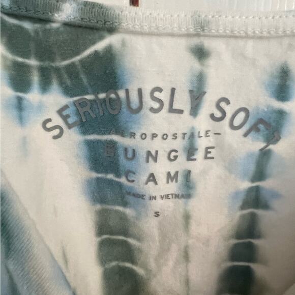 Aeropostale Tie Dye Cropped Spaghetti Strap tank top Blue White Green - Picture 5 of 5